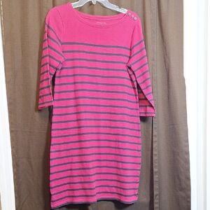 L.L. Bean Pink and Gray Long Sleeve Dress